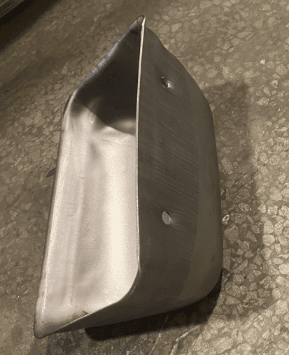 DS deep bottom steel elevator bucket side view one-piece stamped construction